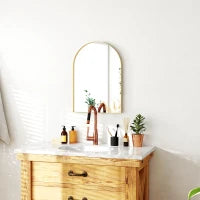 Specchio da parete arrotondato specchio da bagno con cornice in lega di alluminio per camera da letto soggiorno ingresso 50 × 70 cm oro