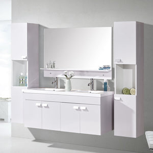 Mobile bagno bianco 120 cm con Colonne e Lavabi inclusi - White Elegance