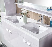 Mobile bagno bianco 120 cm con Colonne e Lavabi inclusi - White Elegance