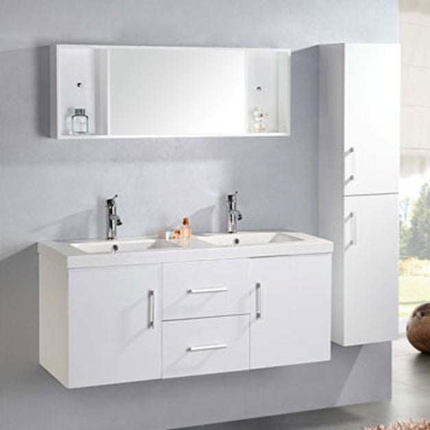 Mobile Bagno Bianco Colonna 120 cm e Lavabo inclusi - White Malibù