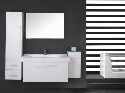 Mobile bagno bianco 100 cm lavabo e colonne inclusi – White London