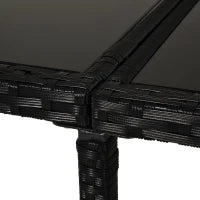 Set 11 PZ Mobili da Giardino in Rattan da Esterno con Tavolo in Vetro Temperato e Cuscini, Set da Pranzo, Nero