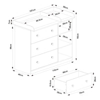 Cassettiera Beldinupp con Piano Fasciatoio Rimovibile 93 x 110 x 55 cm - Bianco [en.casa]