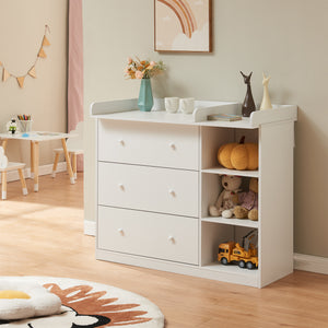 Cassettiera Beldinupp con Piano Fasciatoio Rimovibile 93 x 110 x 55 cm - Bianco [en.casa]