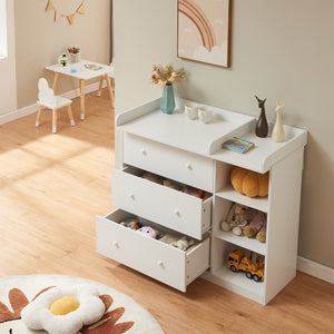 Cassettiera Beldinupp con Piano Fasciatoio Rimovibile 93 x 110 x 55 cm - Bianco [en.casa]