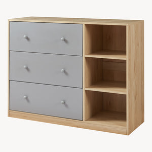 Cassettiera Beldinupp con Piano Fasciatoio Rimovibile 93 x 110 x 55 cm - Effetto Rovere / Grigio [en.casa]