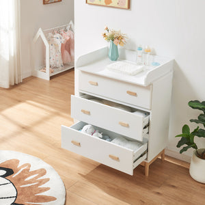 Cassettiera Sarievn con 3 Cassetti e Piano Fasciatoio Rimovibile 100 x 80 x 53 cm - Bianco [en.casa]