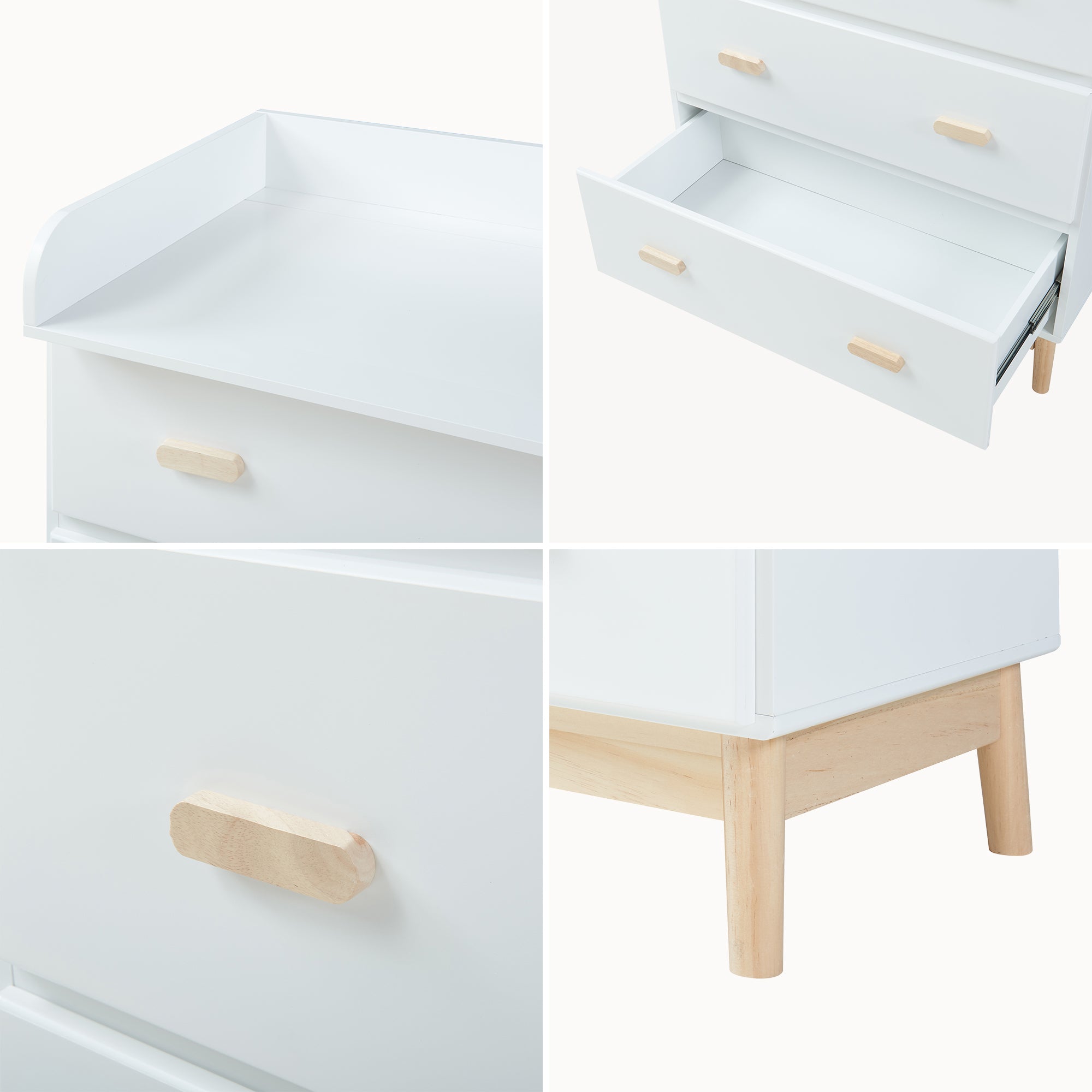 Cassettiera Sarievn con 3 Cassetti e Piano Fasciatoio Rimovibile 100 x 80 x 53 cm - Bianco [en.casa]