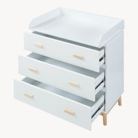 Cassettiera Sarievn con 3 Cassetti e Piano Fasciatoio Rimovibile 100 x 80 x 53 cm - Bianco [en.casa]