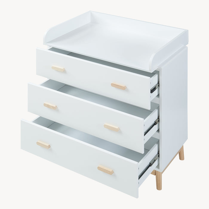 Cassettiera Sarievn con 3 Cassetti e Piano Fasciatoio Rimovibile 100 x 80 x 53 cm - Bianco [en.casa]