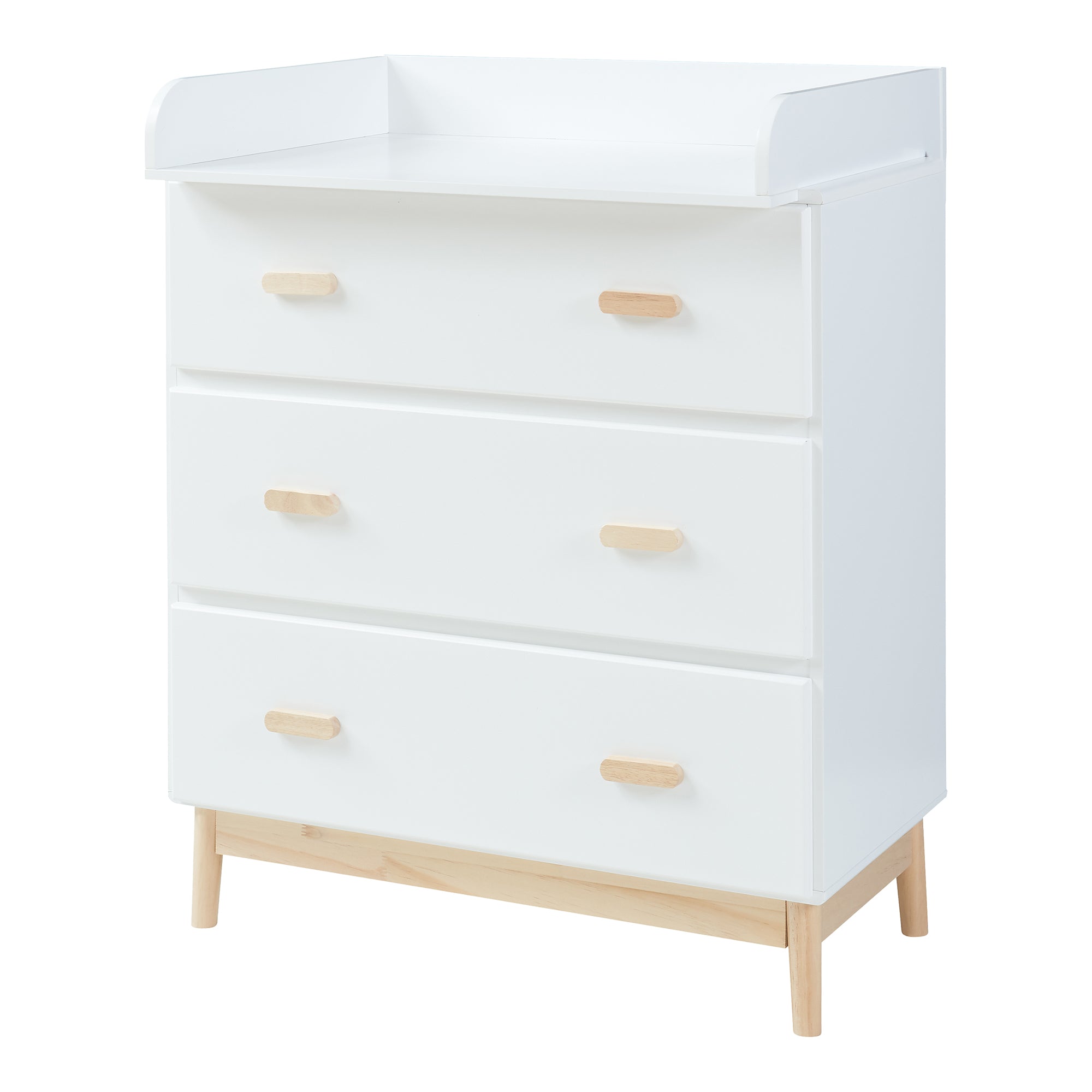 Cassettiera Sarievn con 3 Cassetti e Piano Fasciatoio Rimovibile 100 x 80 x 53 cm - Bianco [en.casa]