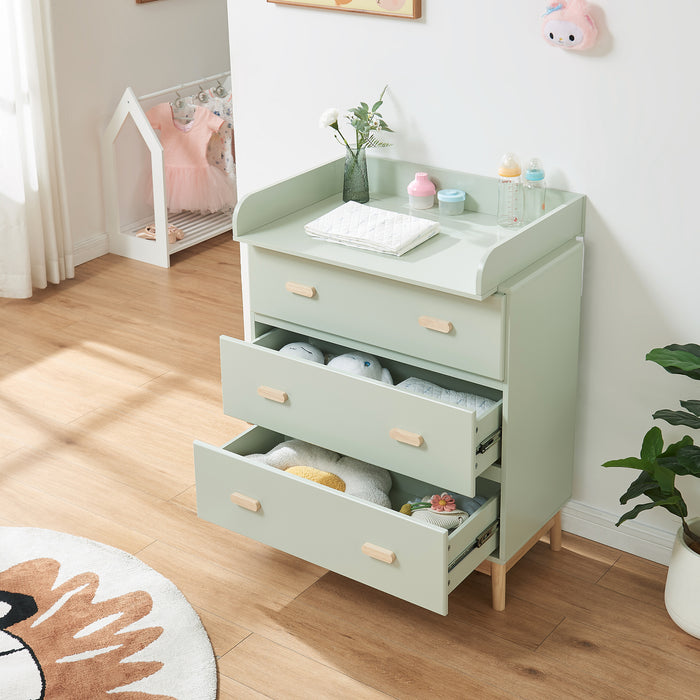 Cassettiera Sarievn con 3 Cassetti e Piano Fasciatoio Rimovibile 100 x 80 x 53 cm - Menta Verde [en.casa]