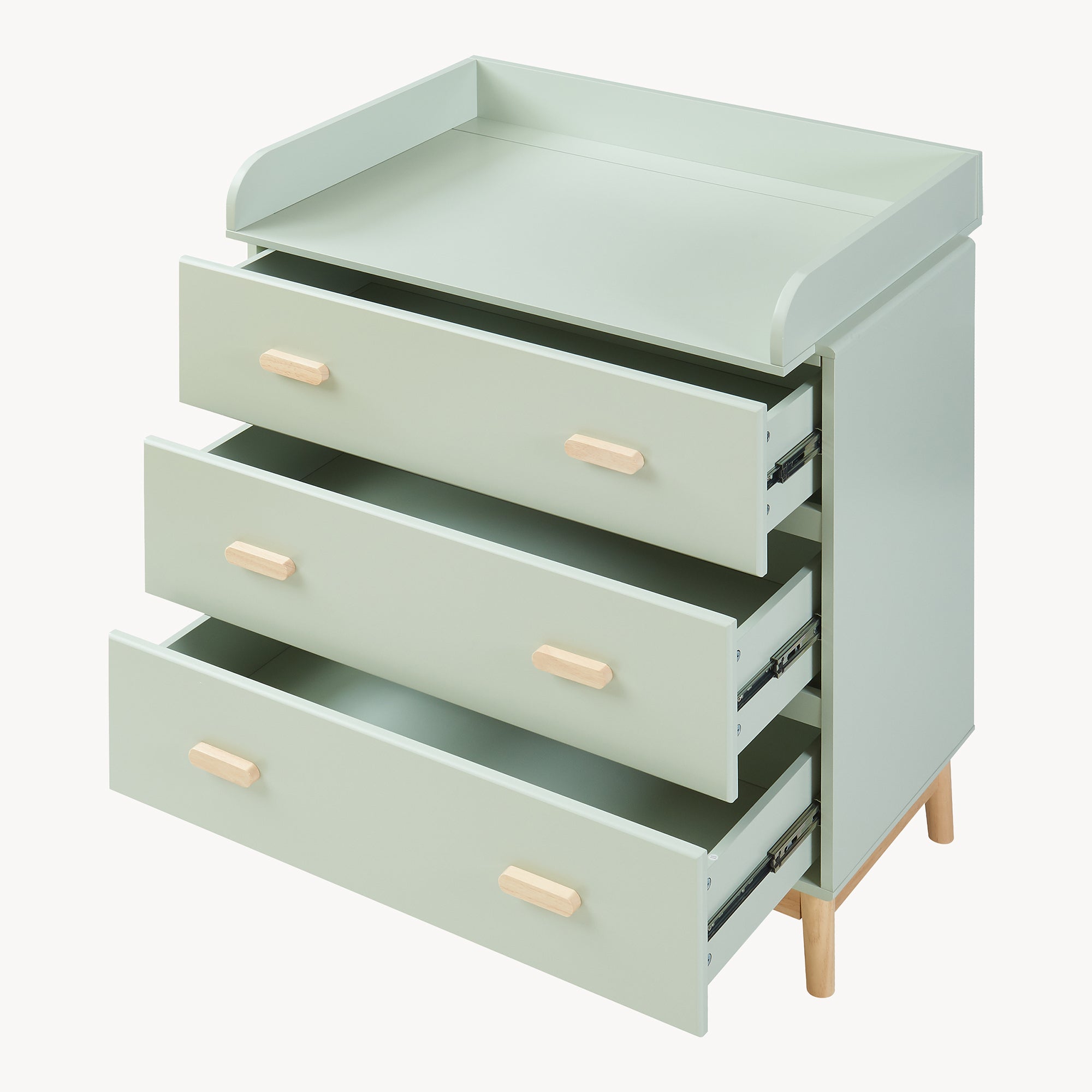 Cassettiera Sarievn con 3 Cassetti e Piano Fasciatoio Rimovibile 100 x 80 x 53 cm - Menta Verde [en.casa]