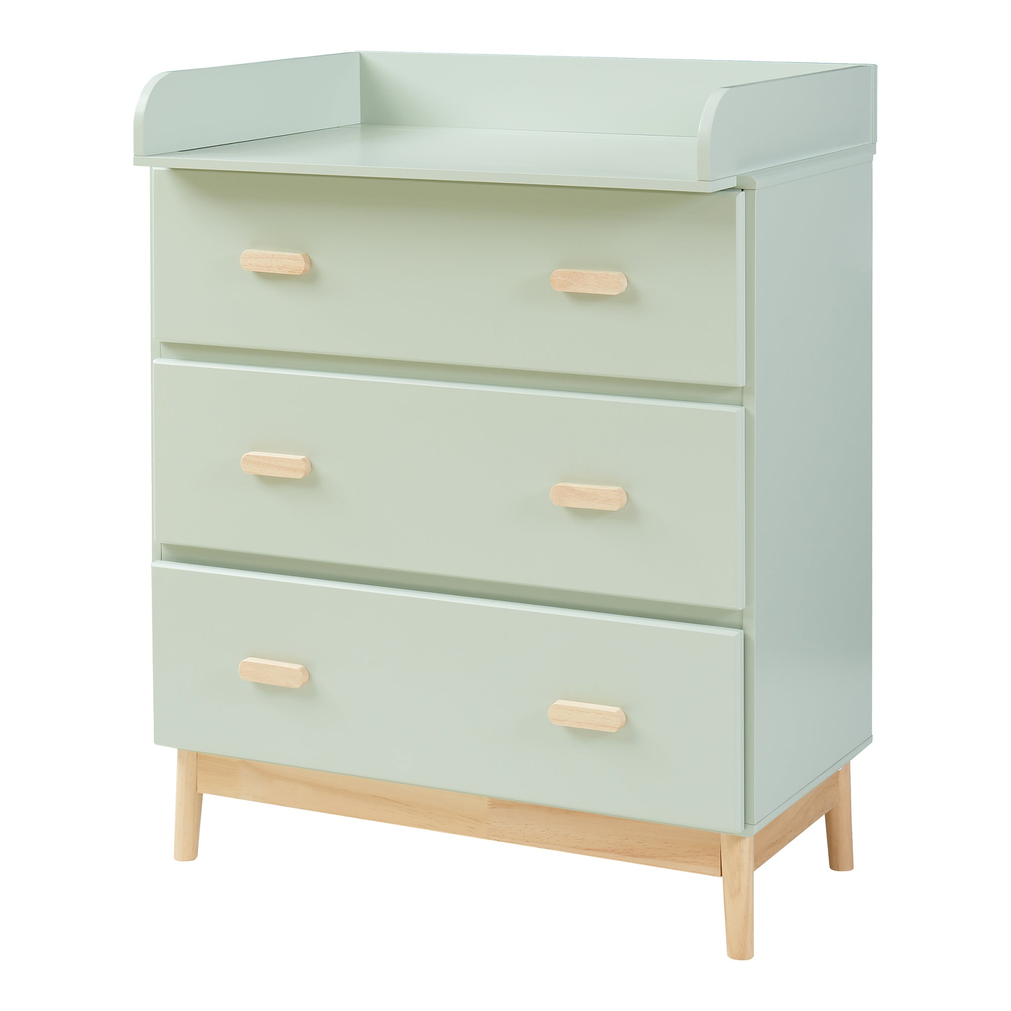 Cassettiera Sarievn con 3 Cassetti e Piano Fasciatoio Rimovibile 100 x 80 x 53 cm - Menta Verde [en.casa]