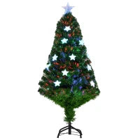 Albero di Natale artificiale 120cm a fibra ottica e 16 luci LED a forma di stella