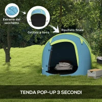 Tenda da Campeggio Pop Up Impermeabile con Accessori e Borsa di Trasporto, 245x148x105 cm, Blu