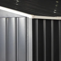 Casetta da Giardino 12.4m² con Fondazione, 4 Prese d'Aria e 2 Porte Scorrevoli, Capanno Porta Attrezzi in Lamiera d'Acciaio, 340x386x200 cm, Giallo