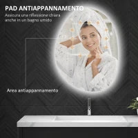 Specchio da Bagno Illuminato a LED con Colore e Temperatura Regolabile, in Vetro Temperato, 80x5x60 cm, Argento