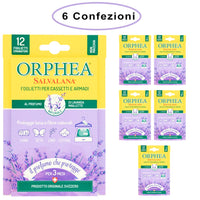 Orphea salvalana foglietti per cassetti e armadi profumo lavanda 6 confezioni da 12 foglietti