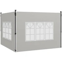 Set 2 Pareti Laterali per Gazebo 3x3 m e 3x6m con Finestre, in PE e Plastica, 293x193 cm, Bianco