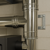 Raccordo t 90° doppia parete sp. 0,5 mm collegamento canale fumo canna fumaria *** misura Ø 180/230 mm, confezione 1