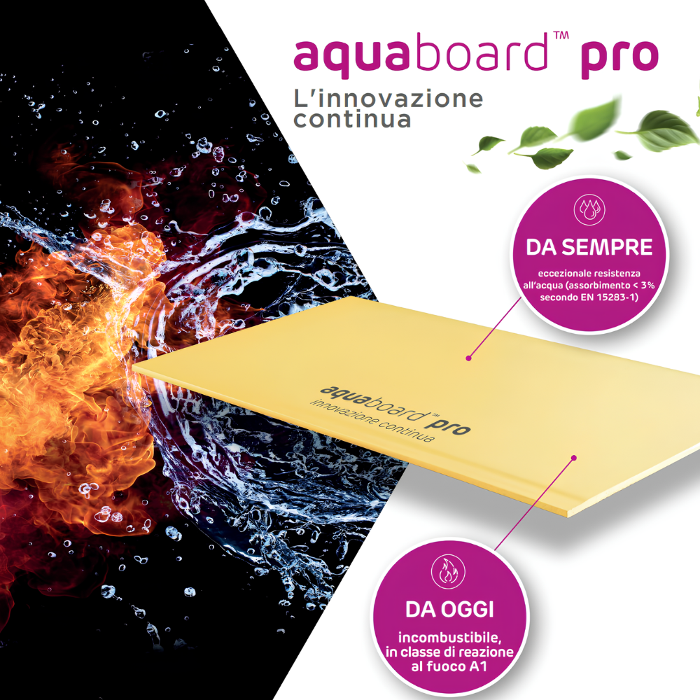 Lastra cartongesso esterni interni umidi sauna 1200x2000 mm aquaboard pro siniat