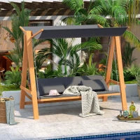 Dondolo da Giardino 3 Posti Convertibile in Letto Matrimoniale, 225.5x113x180cm