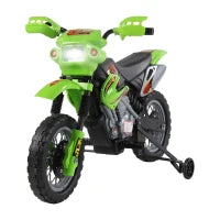 Moto Elettrica per Bambini 3 anni e Più, Moto Cross Elettrica con Rotelle, Batteria 6V Velocità 2.5km/h, 102 x 53 x 66cm, Verde