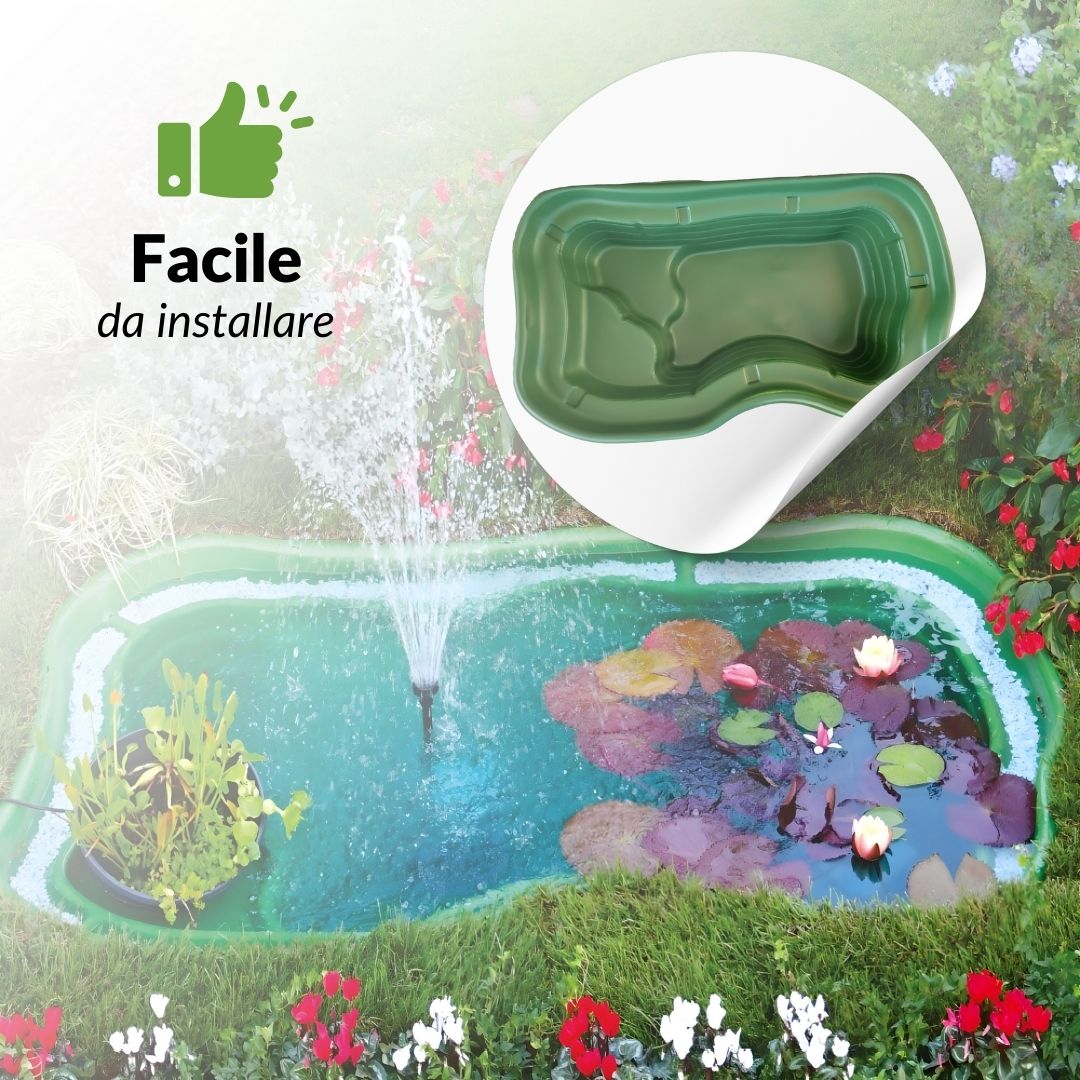 Laghetto da giardino maggiore polietilene verde interrare 235x140x60 litri 1000