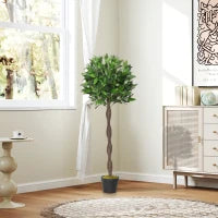 Set di 2 Alberi di Alloro in Vaso, Piante Finte in Plastica Altezza 120cm per Interni