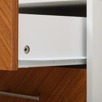 Comodino Moderno a 2 Cassetti in Metallo e Legno 40x39x48cm Marrone e Bianco