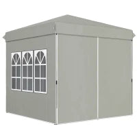 Gazebo da Giardino Pop Up con 2 Finestre e Gambe Regolabili, in Metallo e tessuto Oxford, 248x248x270 cm, Grigio
