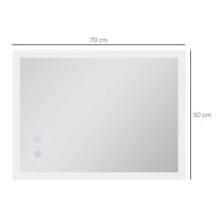 kleankin Specchio Bagno con Luci LED Regolabili, Controllo Touch e Antiappannamento, 70x50 cm