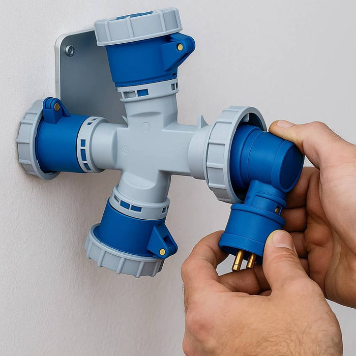 Ecova 20564 adattatore industriale spina cee 16a tre prese 2p+t ip67