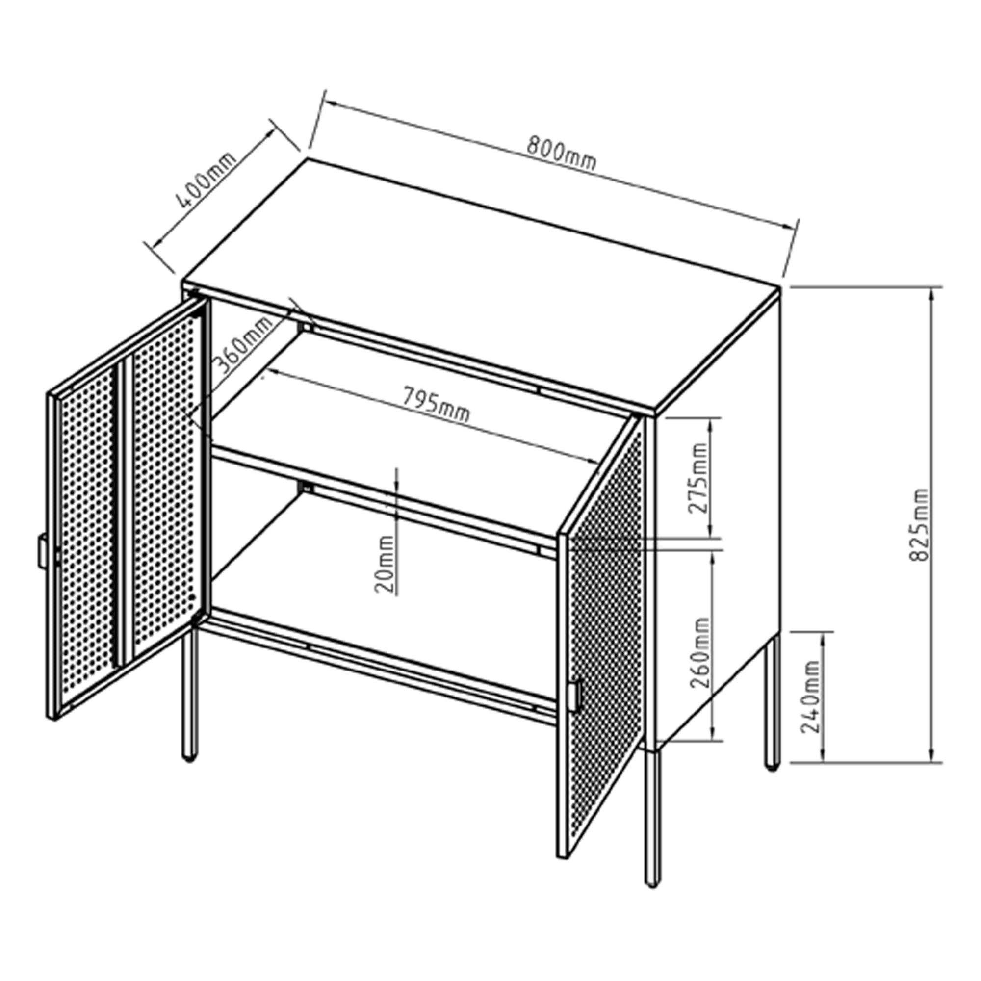 Comò a 2 Ante Castelli Acciaio 82,5 x 80 x 40 cm - Bianco [en.casa]