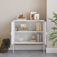 Comò a 2 Ante Castelli Acciaio 82,5 x 80 x 40 cm - Bianco [en.casa]