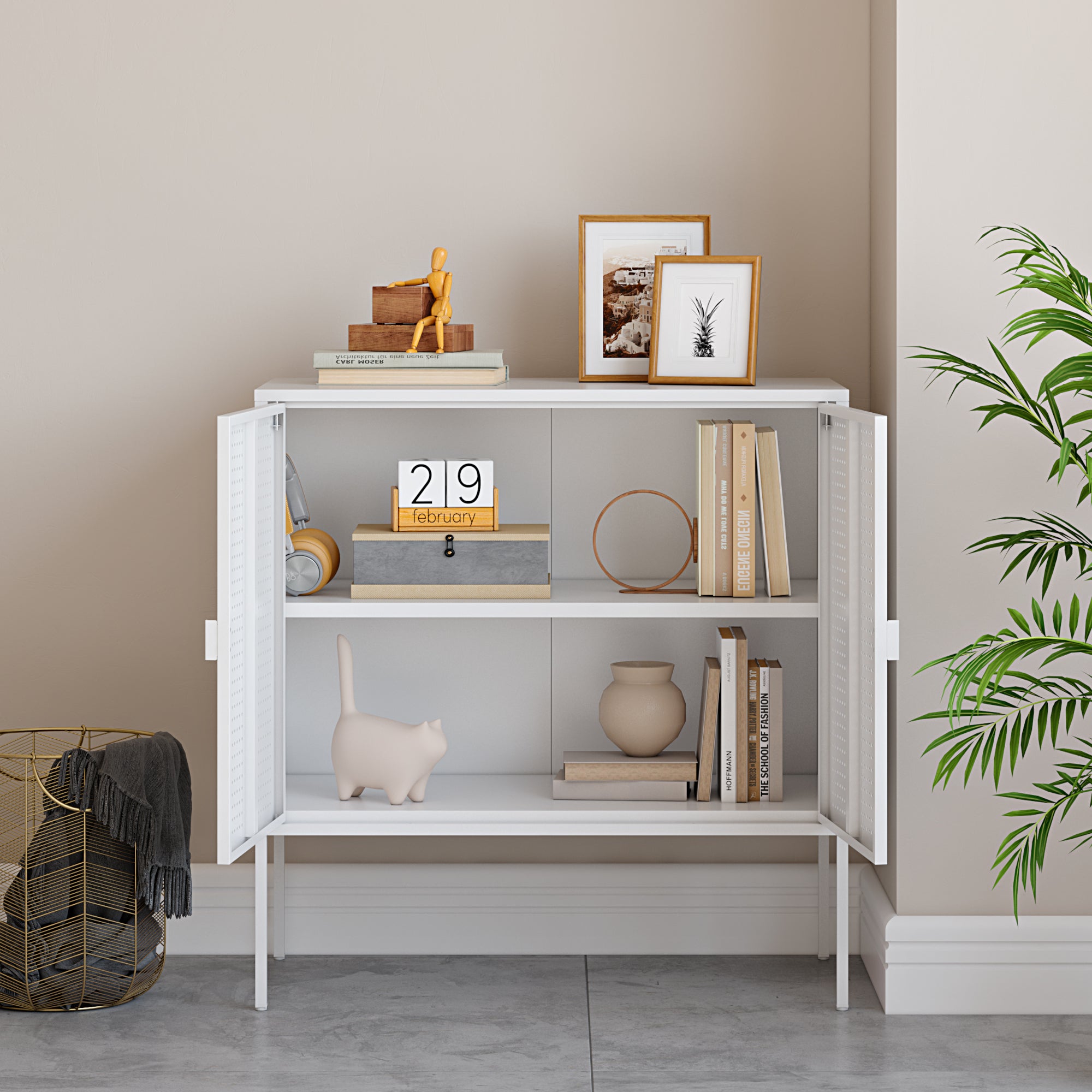 Comò a 2 Ante Castelli Acciaio 82,5 x 80 x 40 cm - Bianco [en.casa]