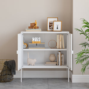 Comò a 2 Ante Castelli Acciaio 82,5 x 80 x 40 cm - Bianco [en.casa]