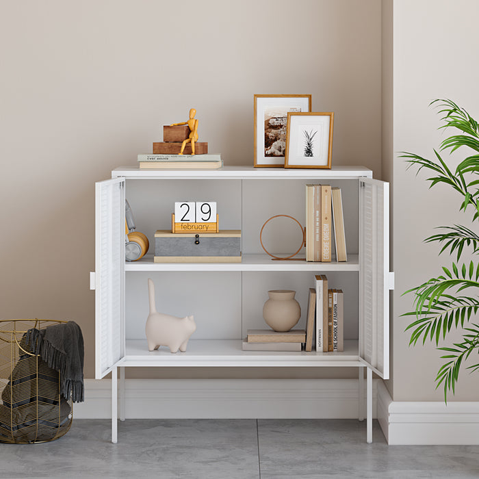 Comò a 2 Ante Castelli Acciaio 82,5 x 80 x 40 cm - Bianco [en.casa]