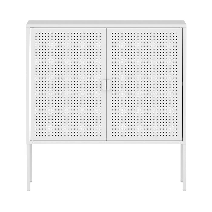 Comò a 2 Ante Castelli Acciaio 82,5 x 80 x 40 cm - Bianco [en.casa]