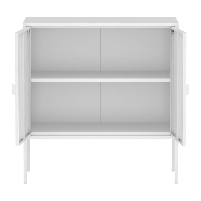 Comò a 2 Ante Castelli Acciaio 82,5 x 80 x 40 cm - Bianco [en.casa]