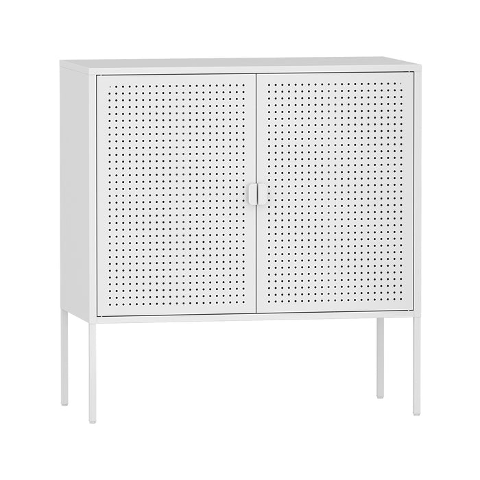 Comò a 2 Ante Castelli Acciaio 82,5 x 80 x 40 cm - Bianco [en.casa]