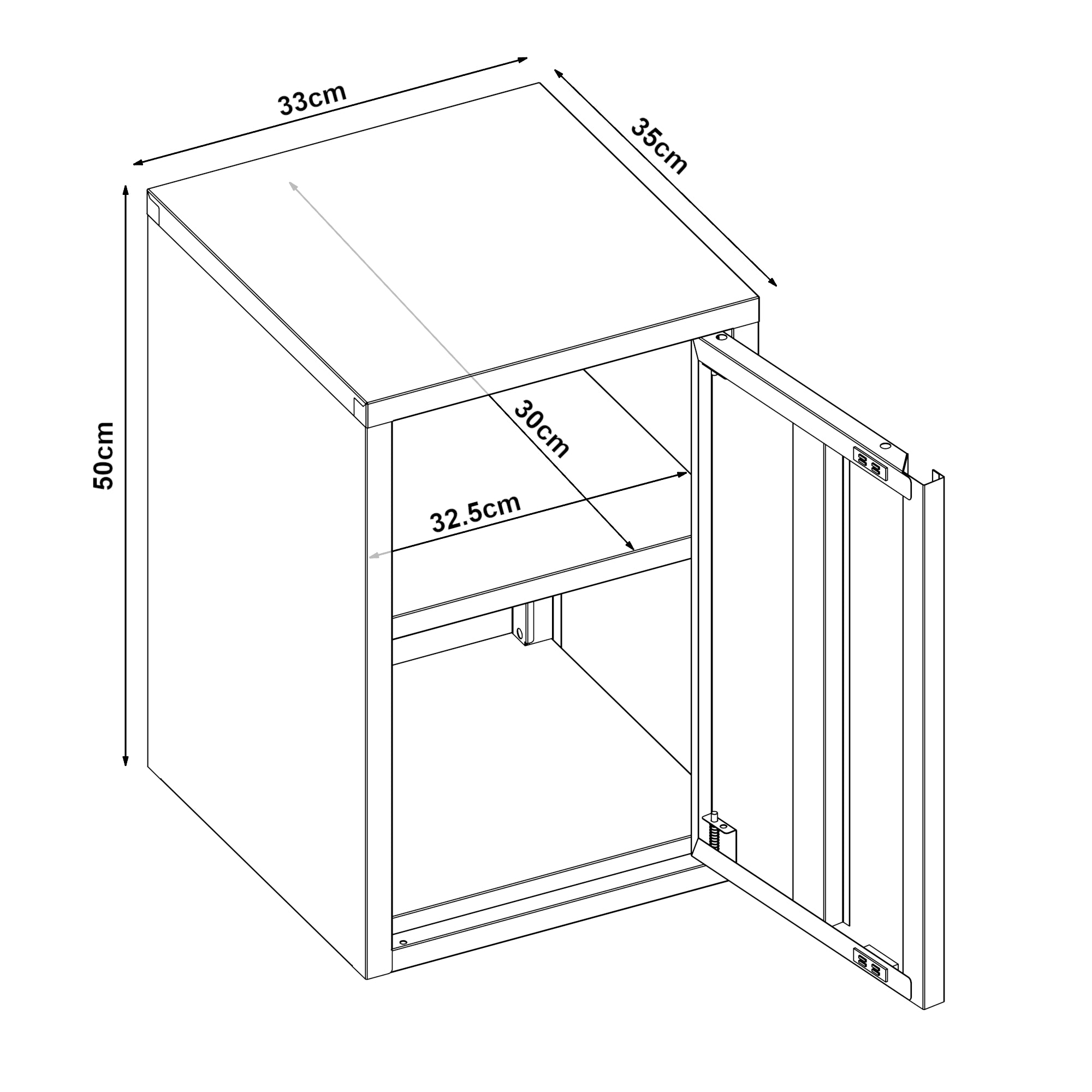 Armadietto a Parete Burlöv con Anta in Acciaio 50 x 33 x 35 cm - Bianco [en.casa]