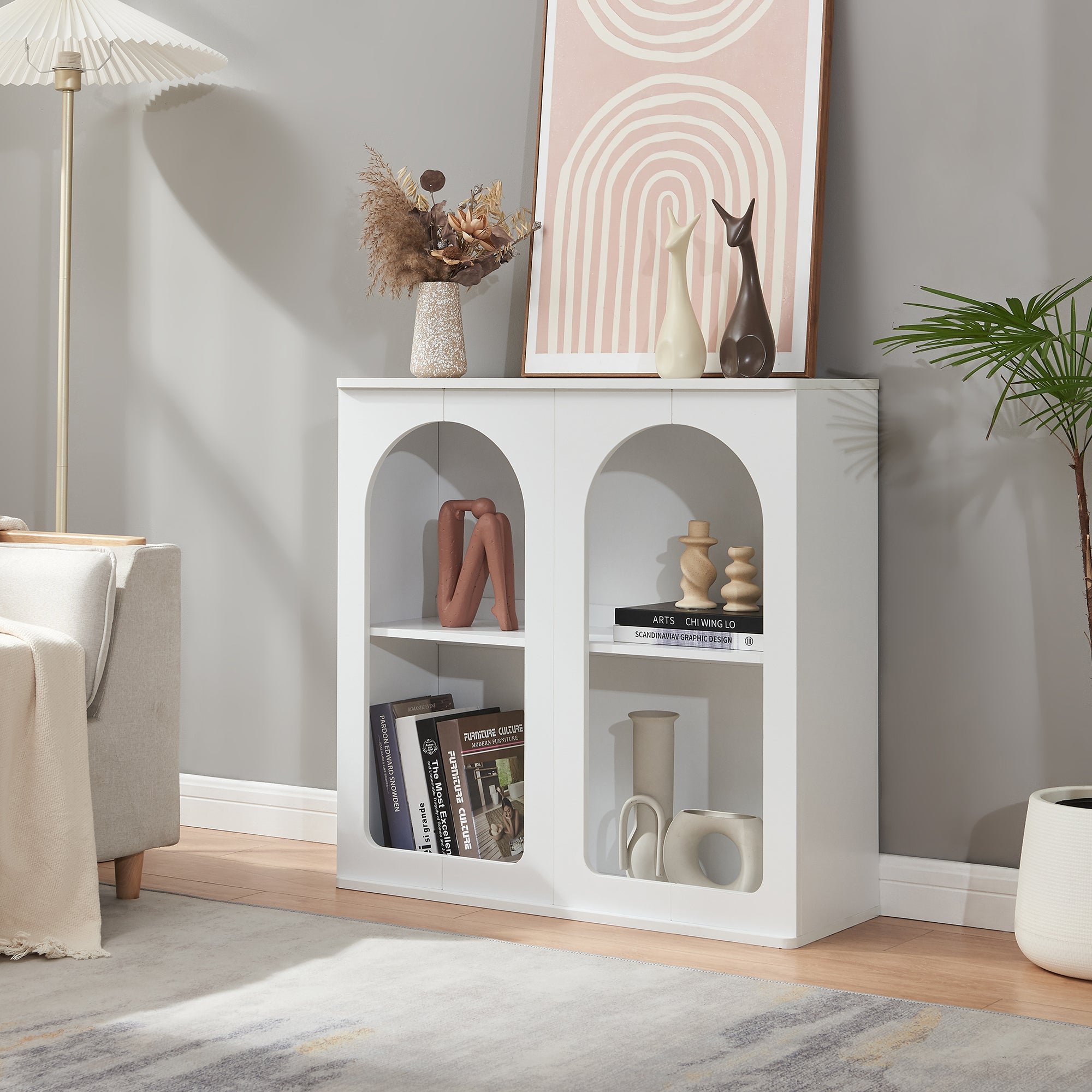 Credenza Trorhun Mobile Contenitore con Ripiano 80x30x80 cm - Bianco [en.casa]