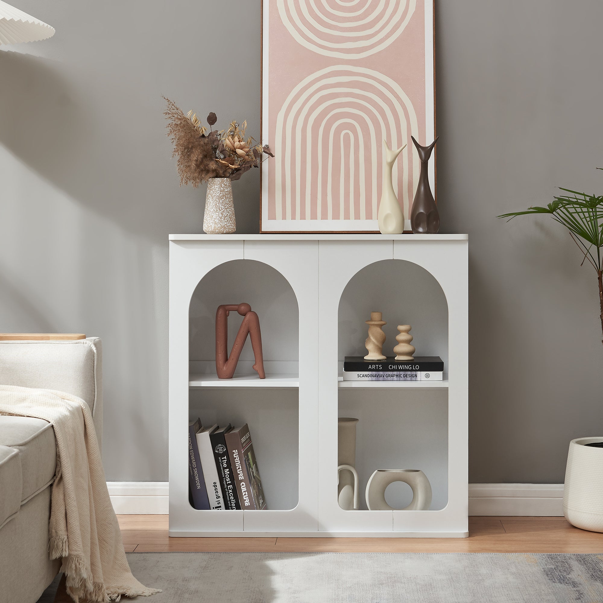 Credenza Trorhun Mobile Contenitore con Ripiano 80x30x80 cm - Bianco [en.casa]