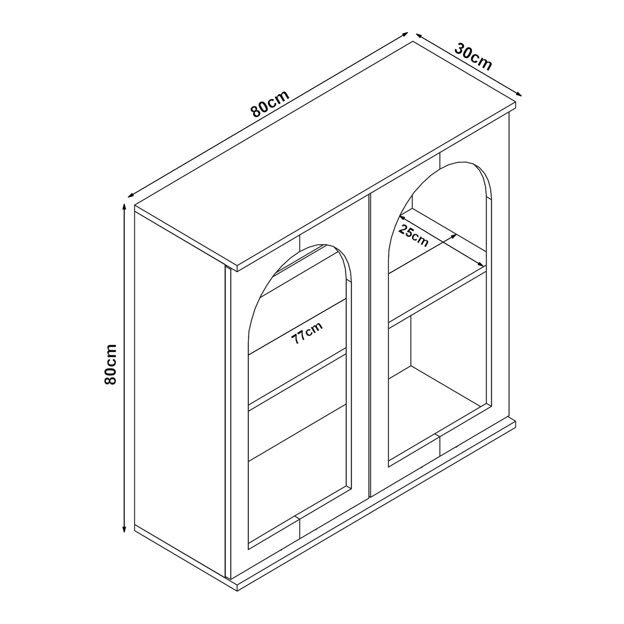Credenza Trorhun Mobile Contenitore con Ripiano 80x30x80 cm - Grigio [en.casa]