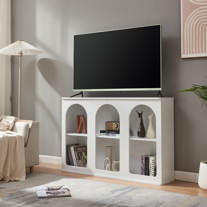 Credenza Trorhun Mobile Contenitore con Ripiano 120x30x80 cm - Bianco [en.casa]