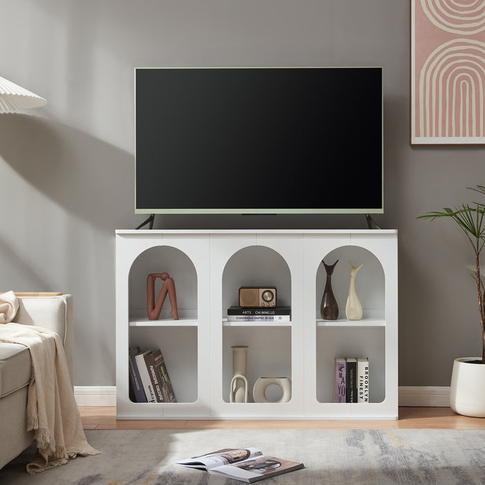 Credenza Trorhun Mobile Contenitore con Ripiano 120x30x80 cm - Bianco [en.casa]