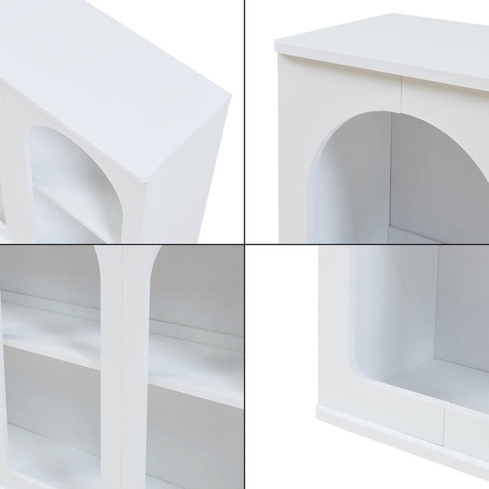 Credenza Trorhun Mobile Contenitore con Ripiano 120x30x80 cm - Bianco [en.casa]