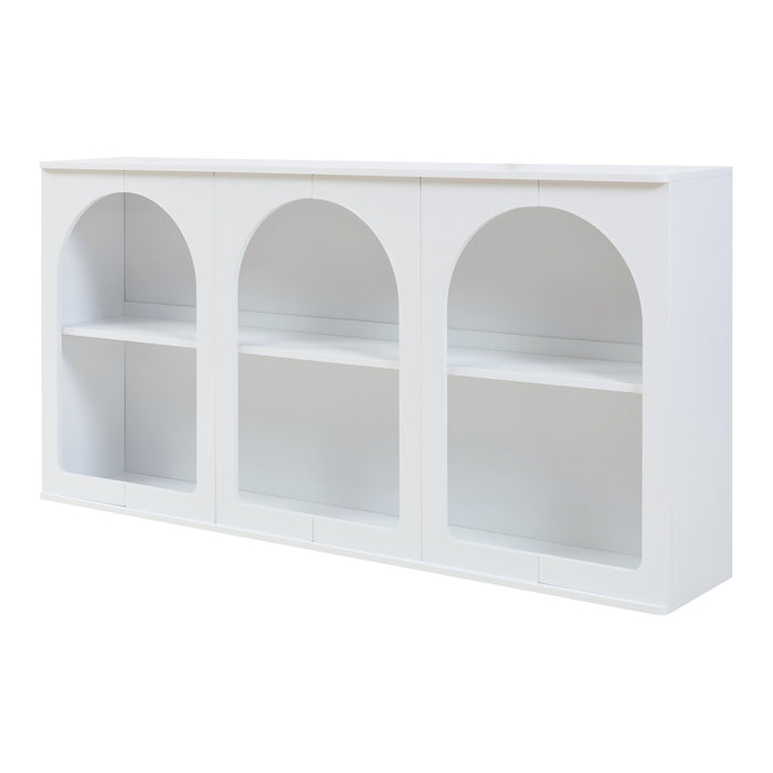 Credenza Trorhun Mobile Contenitore con Ripiano 160x30x80 cm - Bianco [en.casa]